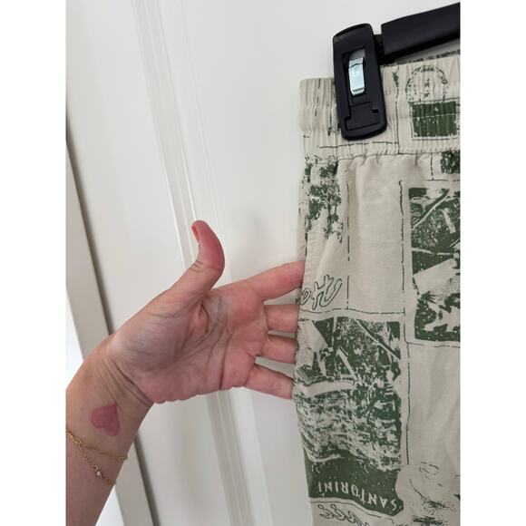 Urban Outfitters Carmen Pull On City Pant Paris Patchwork Cream Green Small - Picture 4 of 6